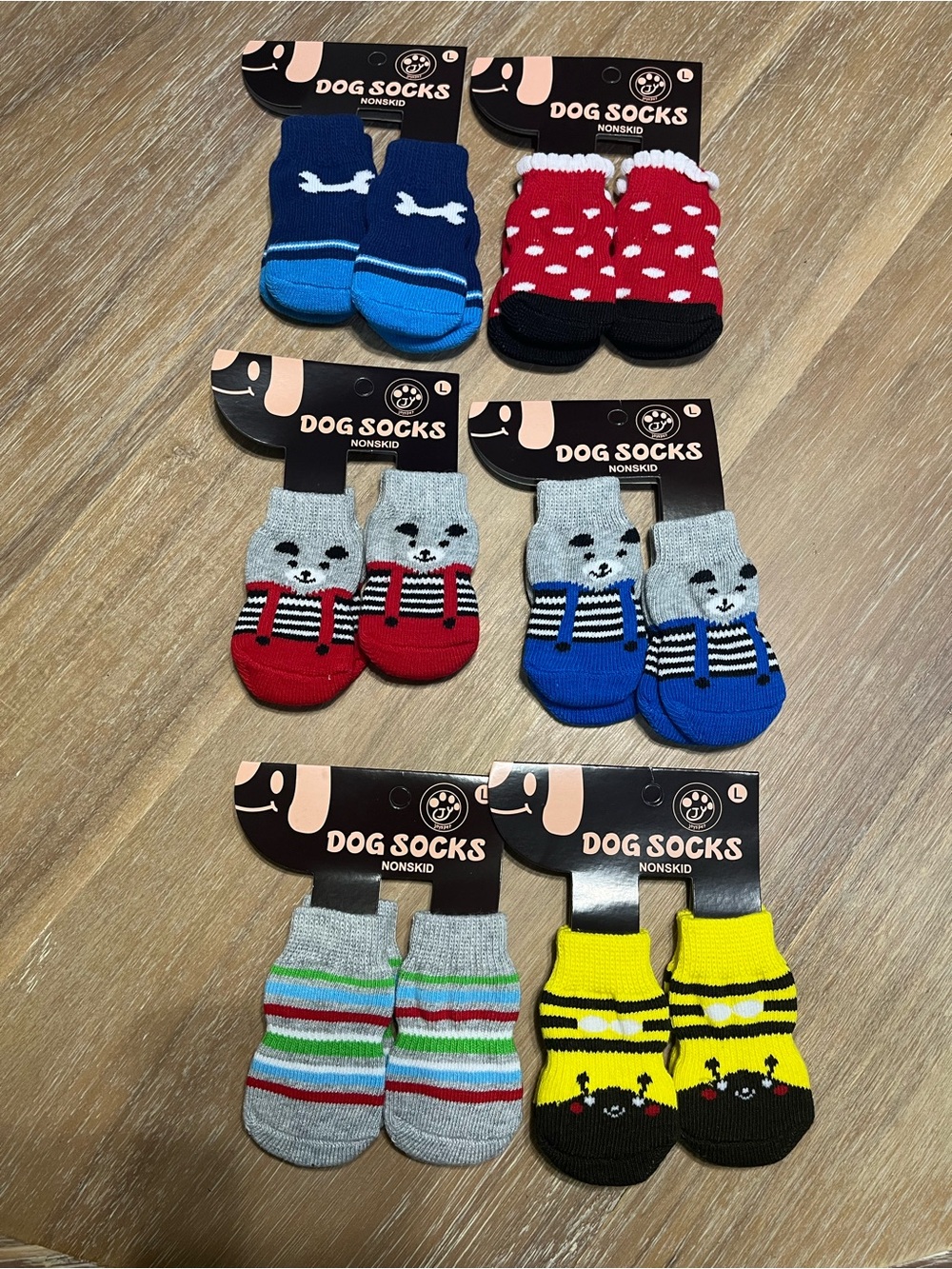 Joys Pet set of 6 Assorted Cute Dog Socks size LARGE